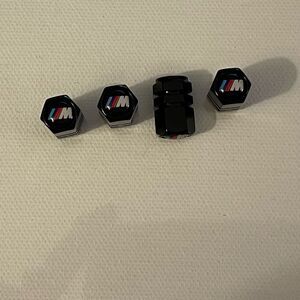 BMW Motorsports Valve Stem Caps in Black Set of 4 NWT